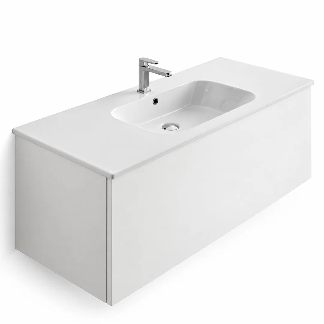 Lavabo consolle in Ceramica – Arbi Qubo 121 – Bianco – Con foro rubinetto