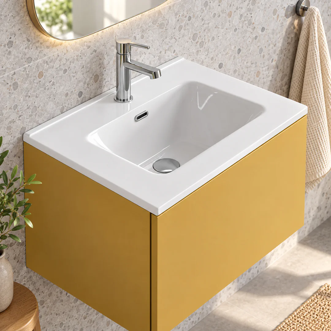 Lavabo consolle in Ceramica – Arbi Friend 61 – Bianco - Ambientata