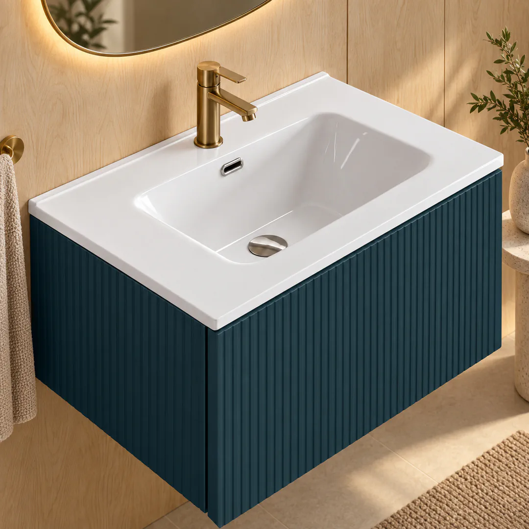 Lavabo consolle in Ceramica – Arbi Friend 71 – Bianco - Ambientata