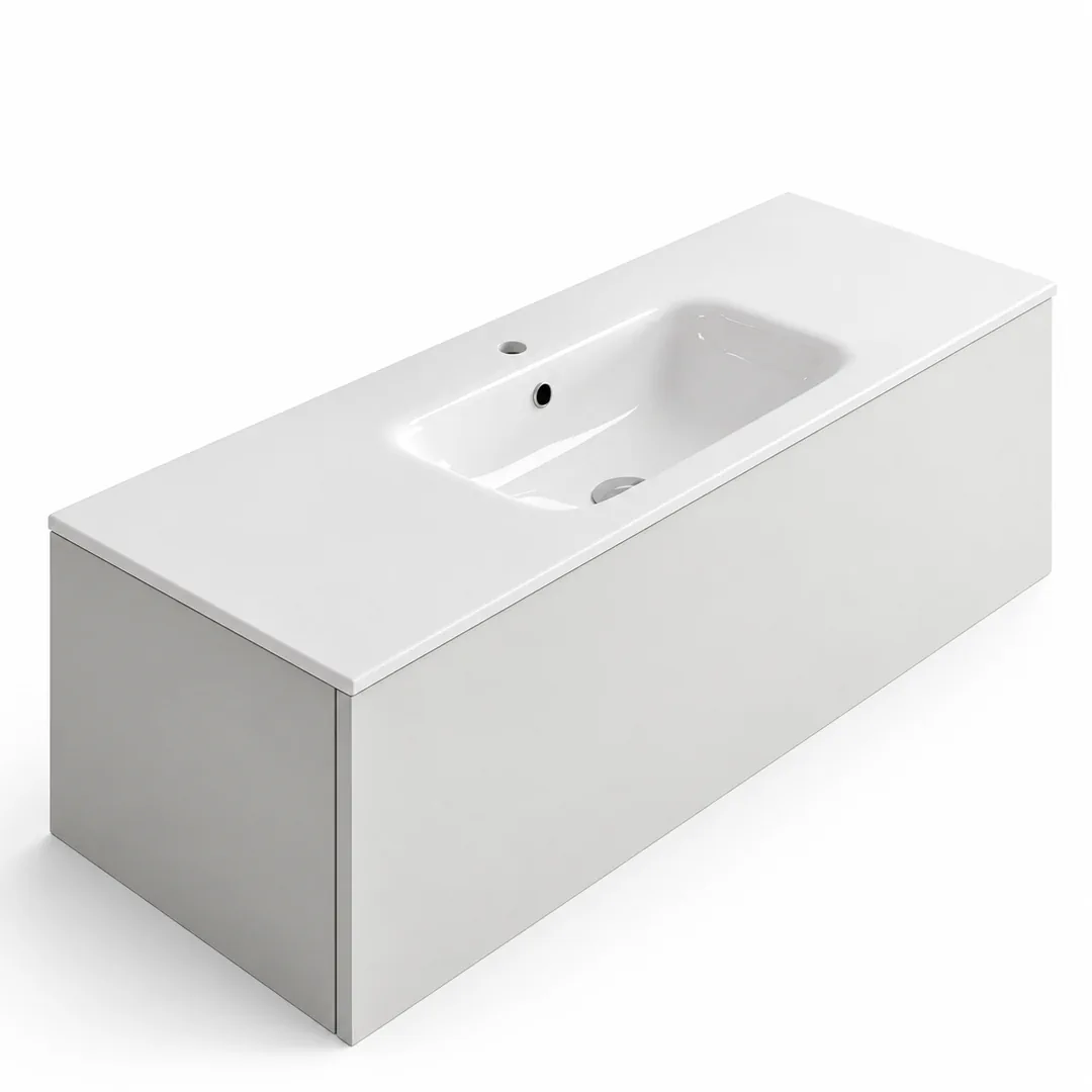 Lavabo consolle in Mineralguss – Arbi Thin 121 – Mineralmarmo Bianco