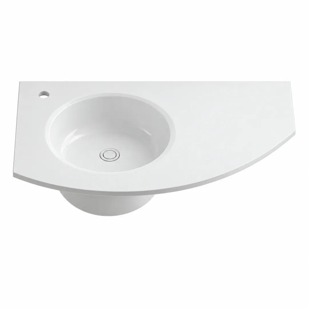 Lavabo consolle in Mineralguss – Arbi Curva SX – Mineralmarmo Bianco