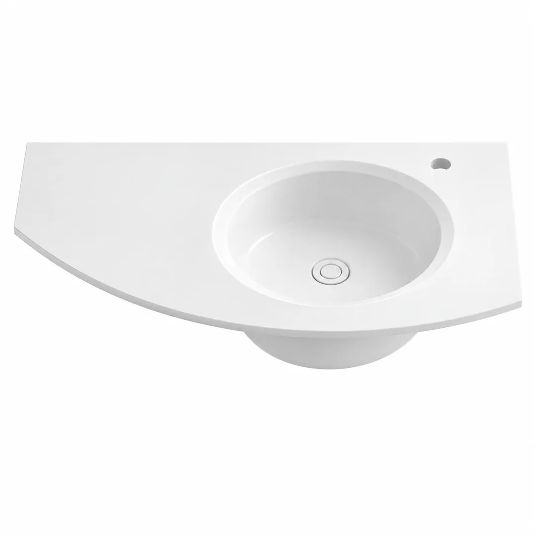 Lavabo consolle in Mineralguss – Arbi Curva DX – Mineralmarmo Bianco