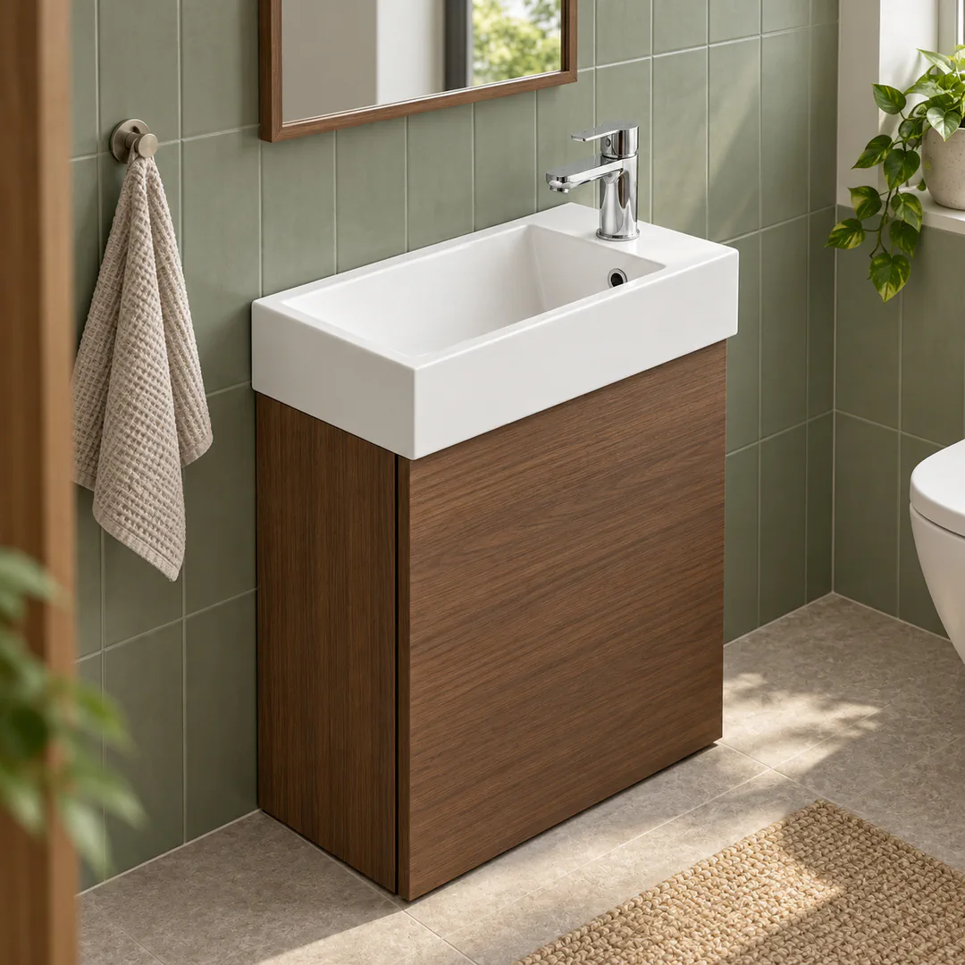 Lavabo consolle in Mineralguss – Arbi Martina – Mineralmarmo Bianco - Ambientata