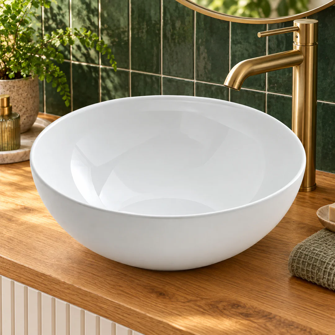 Lavabo da appoggio in Ceramica – Arbi Up – Bianco - Ambientata