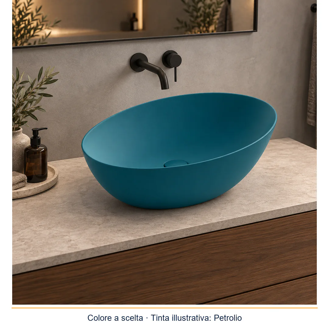 Lavabo da appoggio in Tekno – Arbi King – Tekno colore opaco da scegliere in mazzetta Arbi - Ambientata