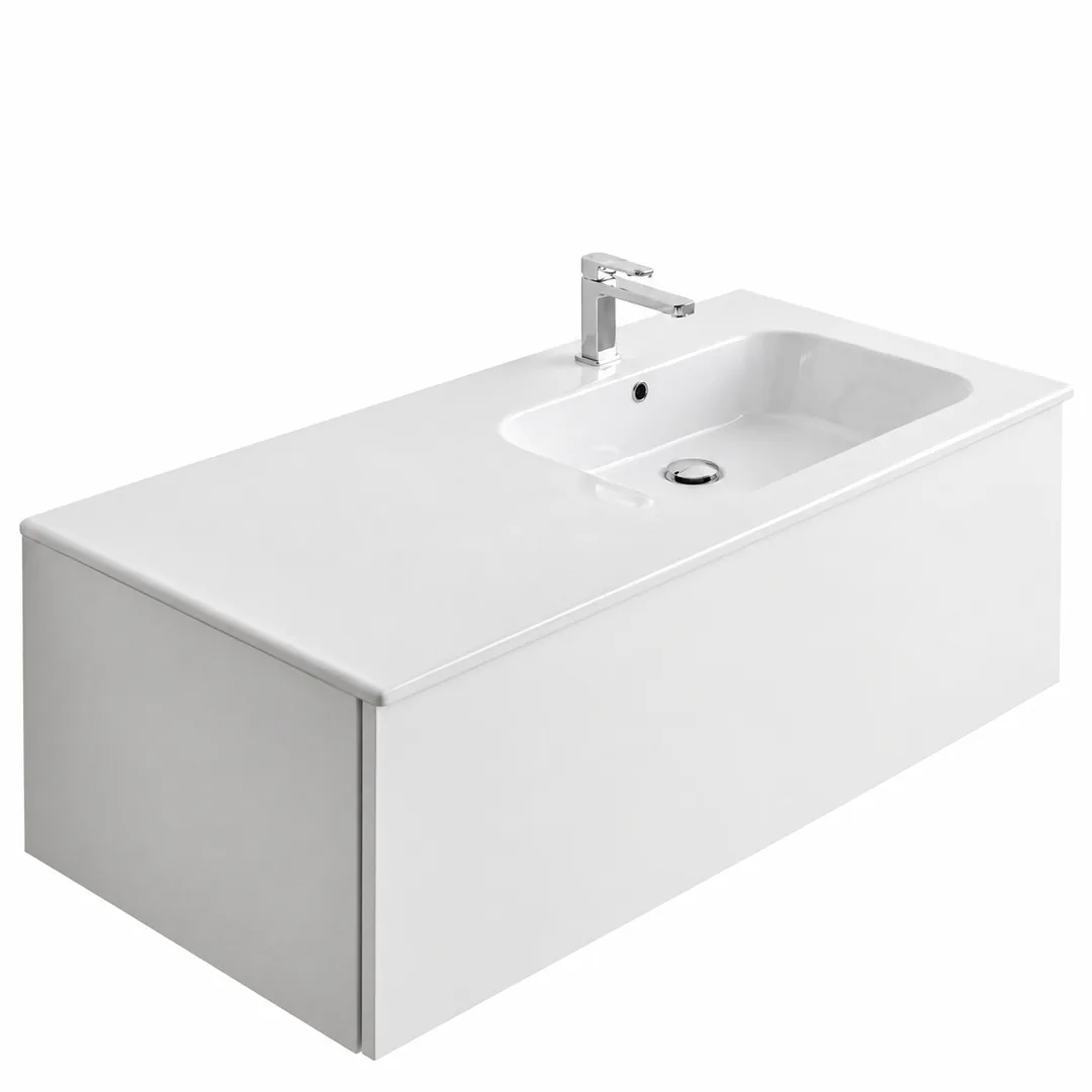 Lavabo consolle in Ceramica – Arbi Qubo 121 DX – Bianco – Con foro rubinetto