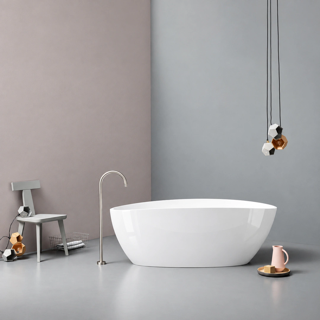 Vasca freestanding Arbi Giulia 170 × 77 cm in Mineralguss bianco lucido