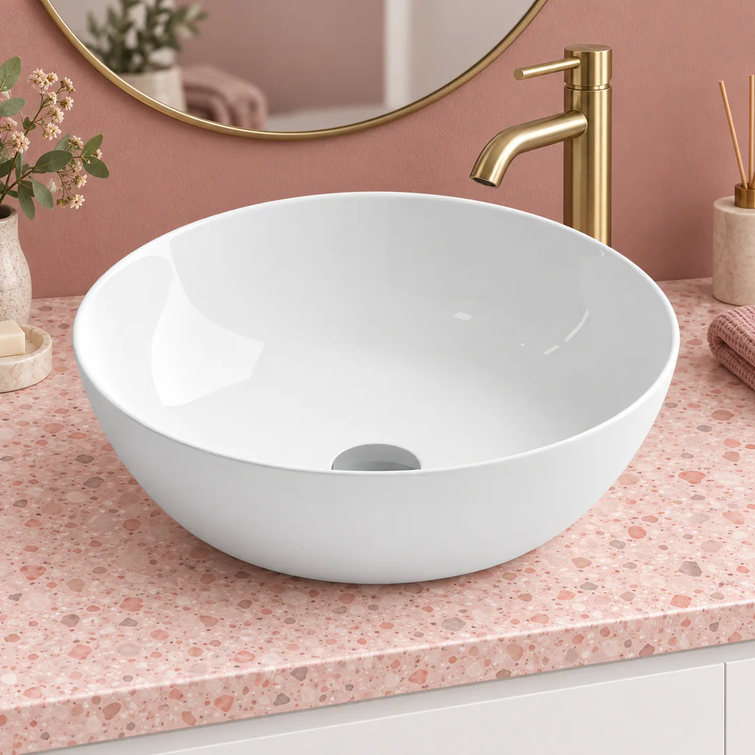 Lavabo da appoggio in Ceramica – Arbi Fine 42 – Bianco - Ambientata