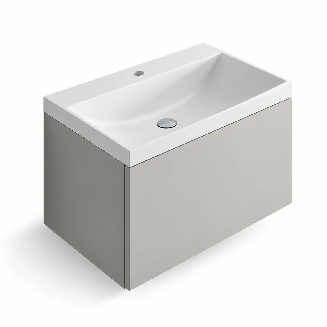 Lavabo consolle in Mineralguss – Arbi Olly 61 – Mineralmarmo Bianco – Con foro rubinetto