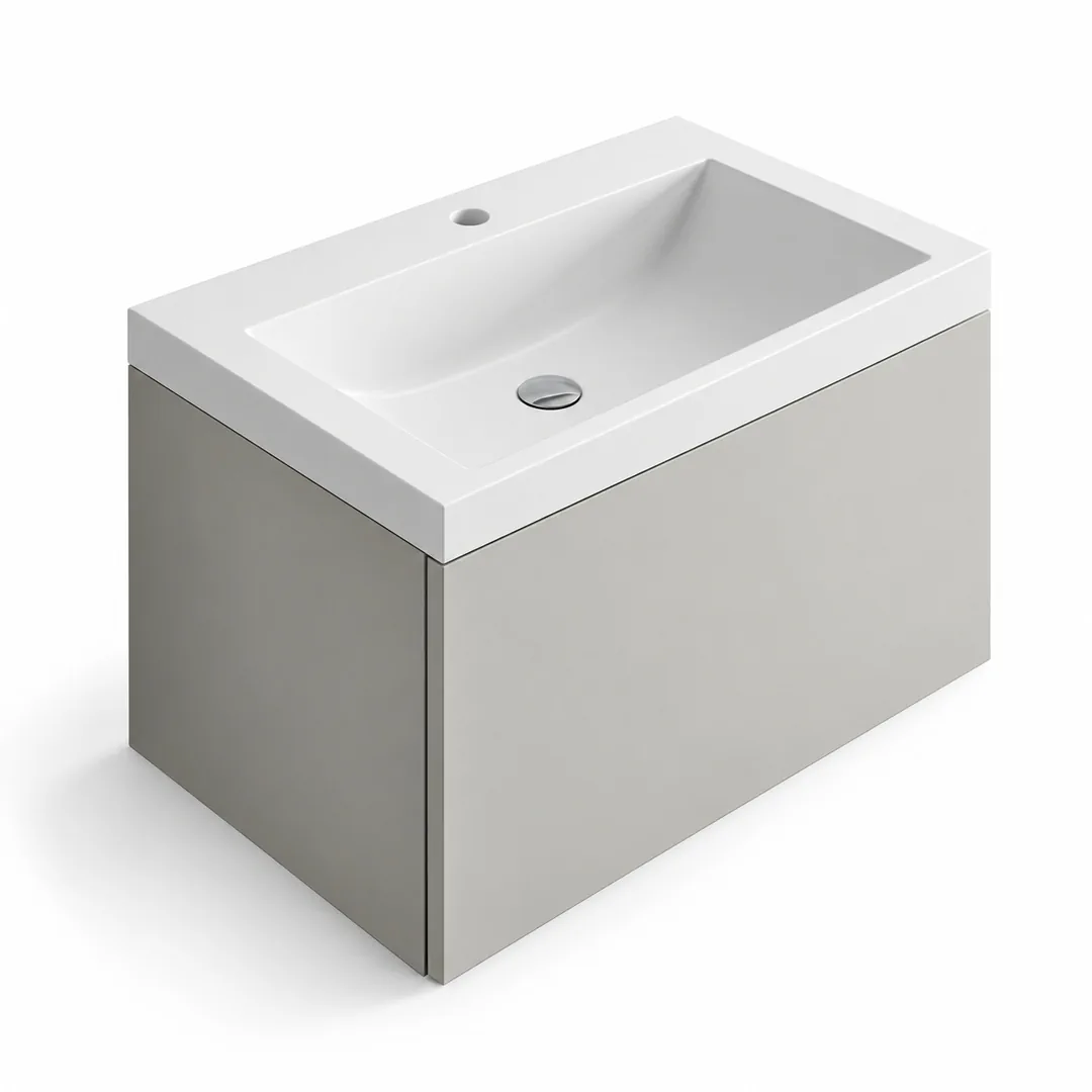 Lavabo consolle in Mineralguss – Arbi Olly 71 – Mineralmarmo Bianco – Con foro rubinetto