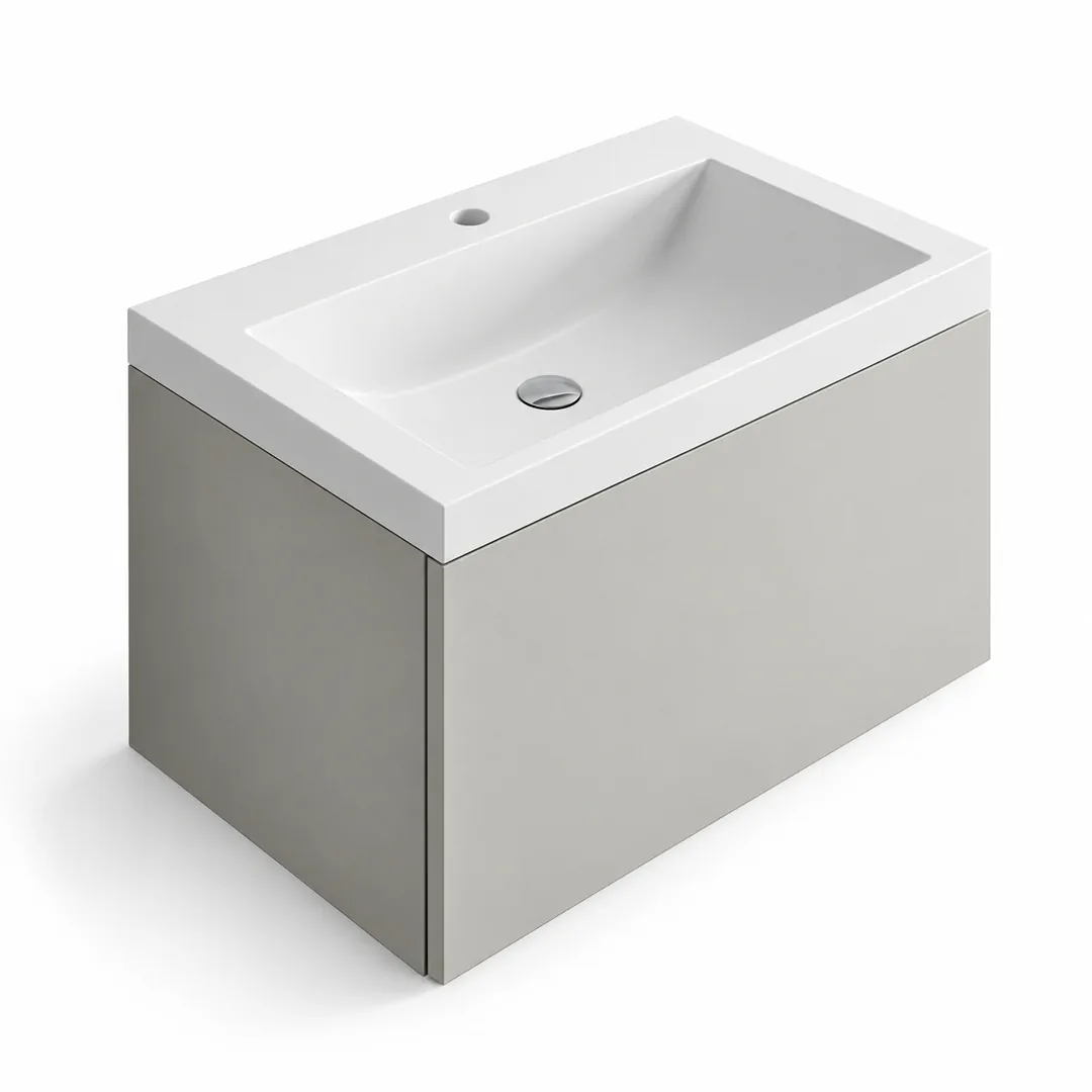 Lavabo consolle in Mineralguss – Arbi Olly 71 – Bianco – Con foro rubinetto