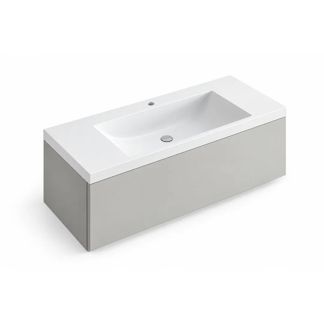 Lavabo consolle in Mineralguss – Arbi Olly 121 – Mineralmarmo Bianco – Con foro rubinetto