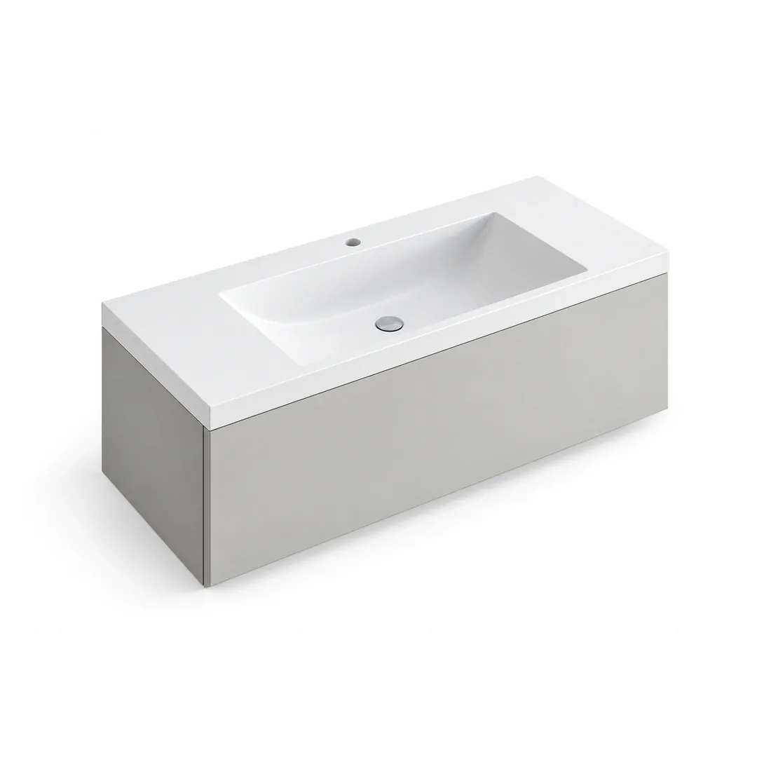 Lavabo consolle in Mineralguss – Arbi Olly 121 – Bianco – Con foro rubinetto
