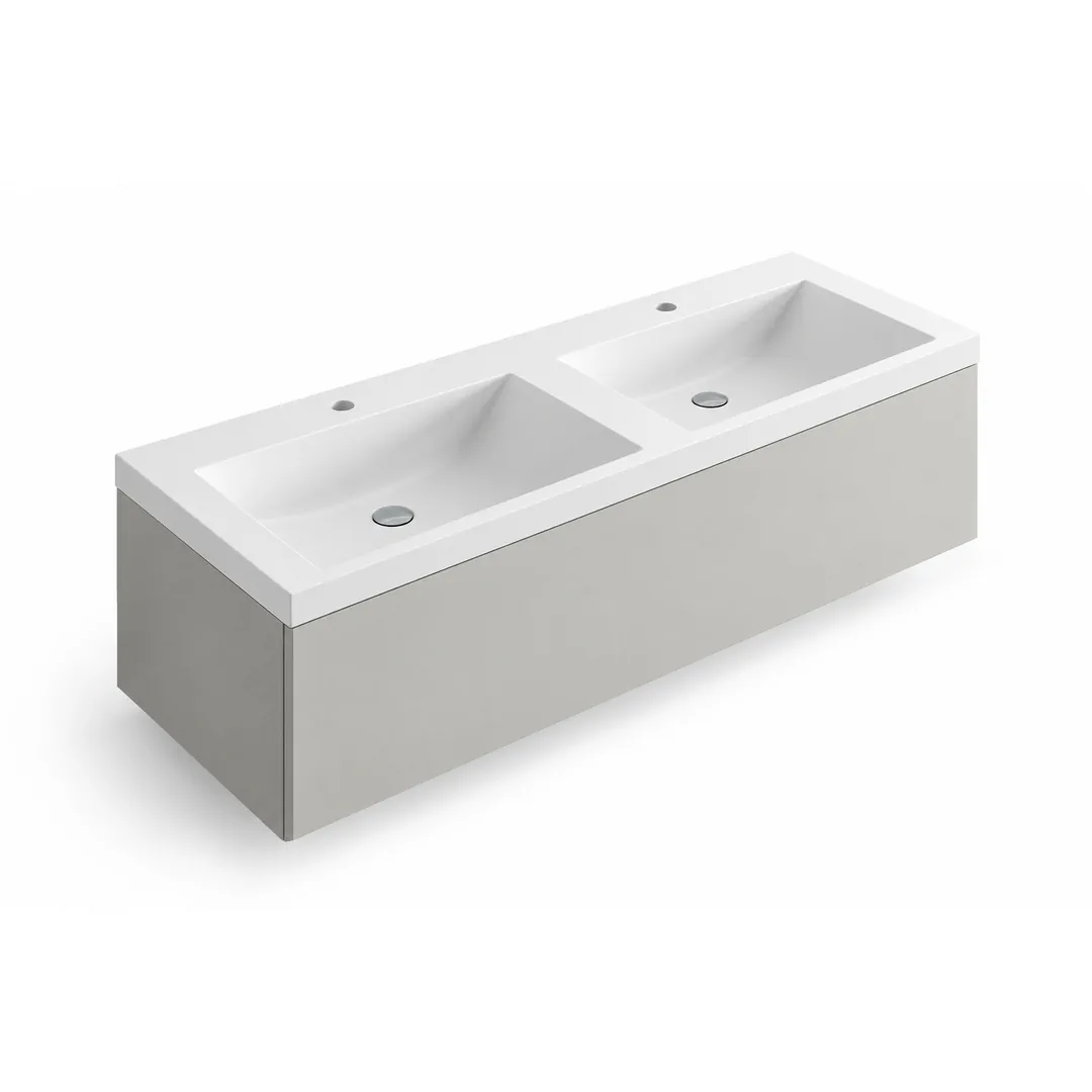 Lavabo consolle in Mineralguss – Arbi Olly 141 – Mineralmarmo Bianco – Con foro rubinetto