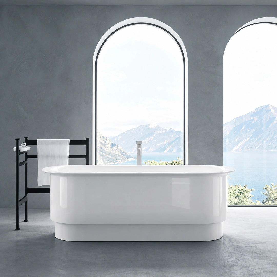 Vasca freestanding Arbi Roman 170 × 75 cm in Mineralguss bianco lucido