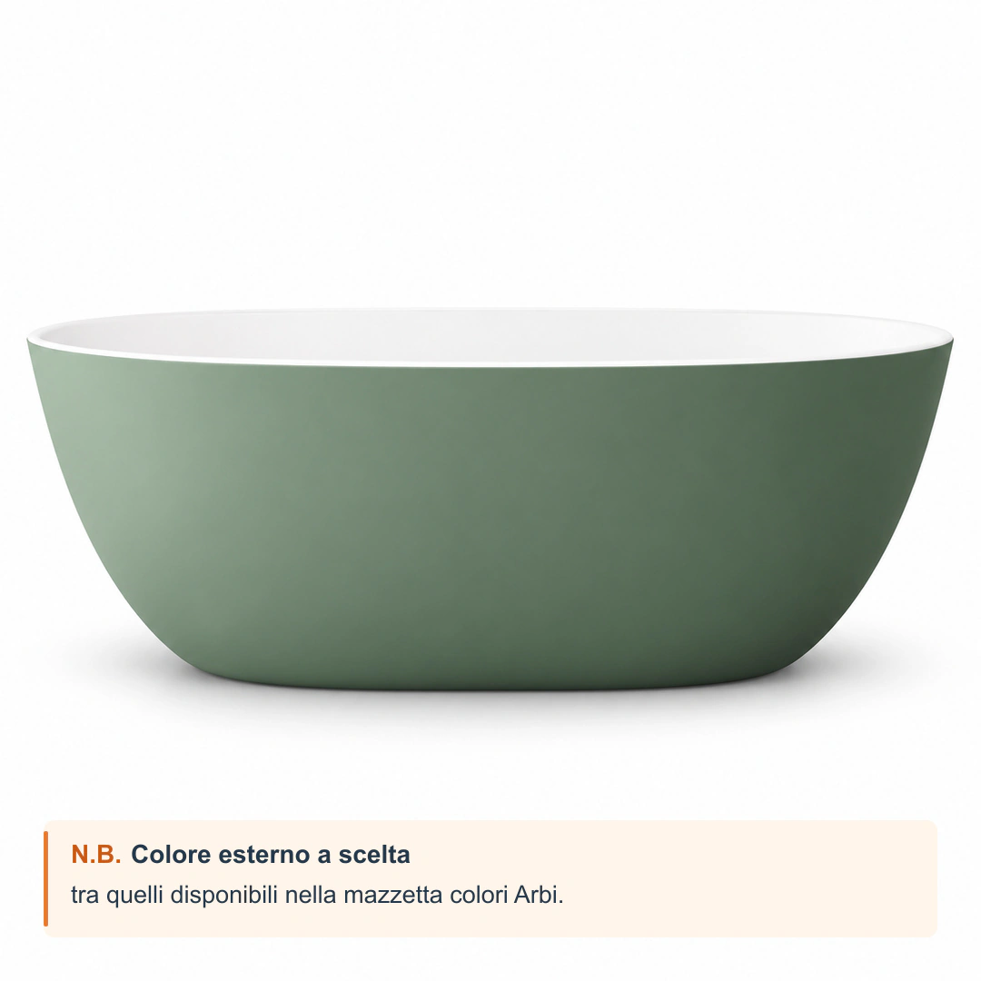 Vasca freestanding Arbi Wanda 160 × 70 cm in Tekno colore esterno opaco, interno bianco