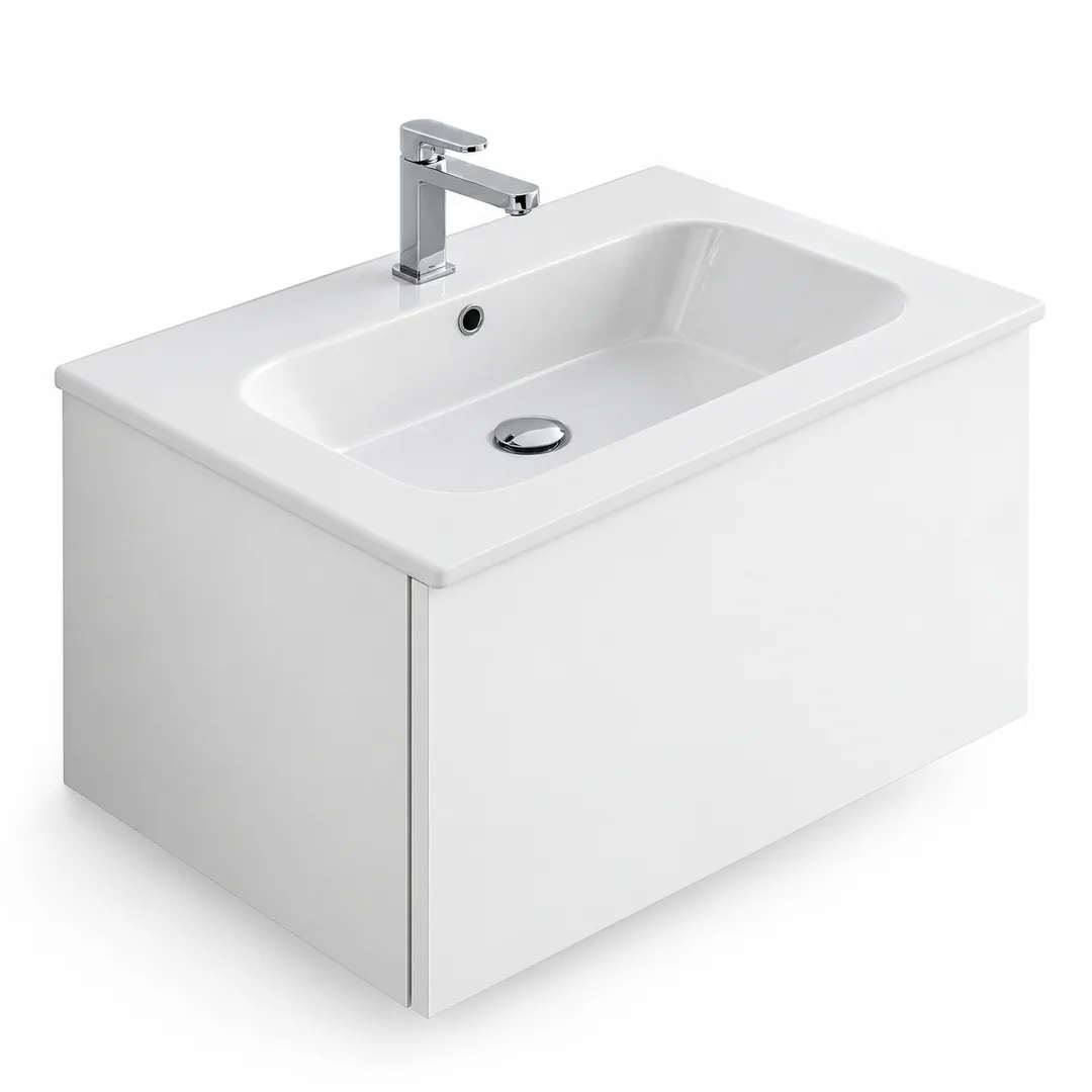 Lavabo consolle in Ceramica – Arbi Qubo 71 – Bianco – Con foro rubinetto