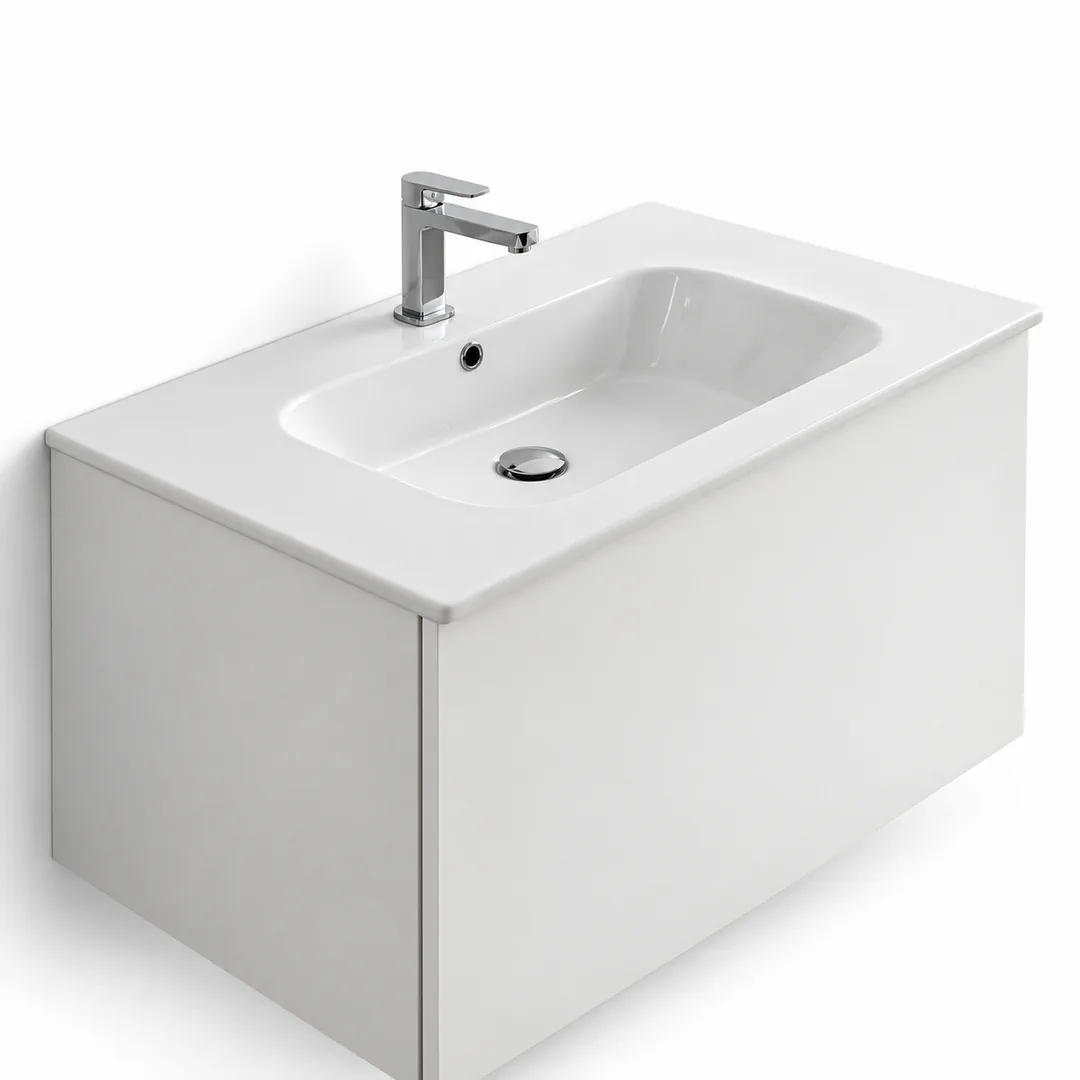 Lavabo consolle in Ceramica – Arbi Qubo 86 – Bianco – Con foro rubinetto
