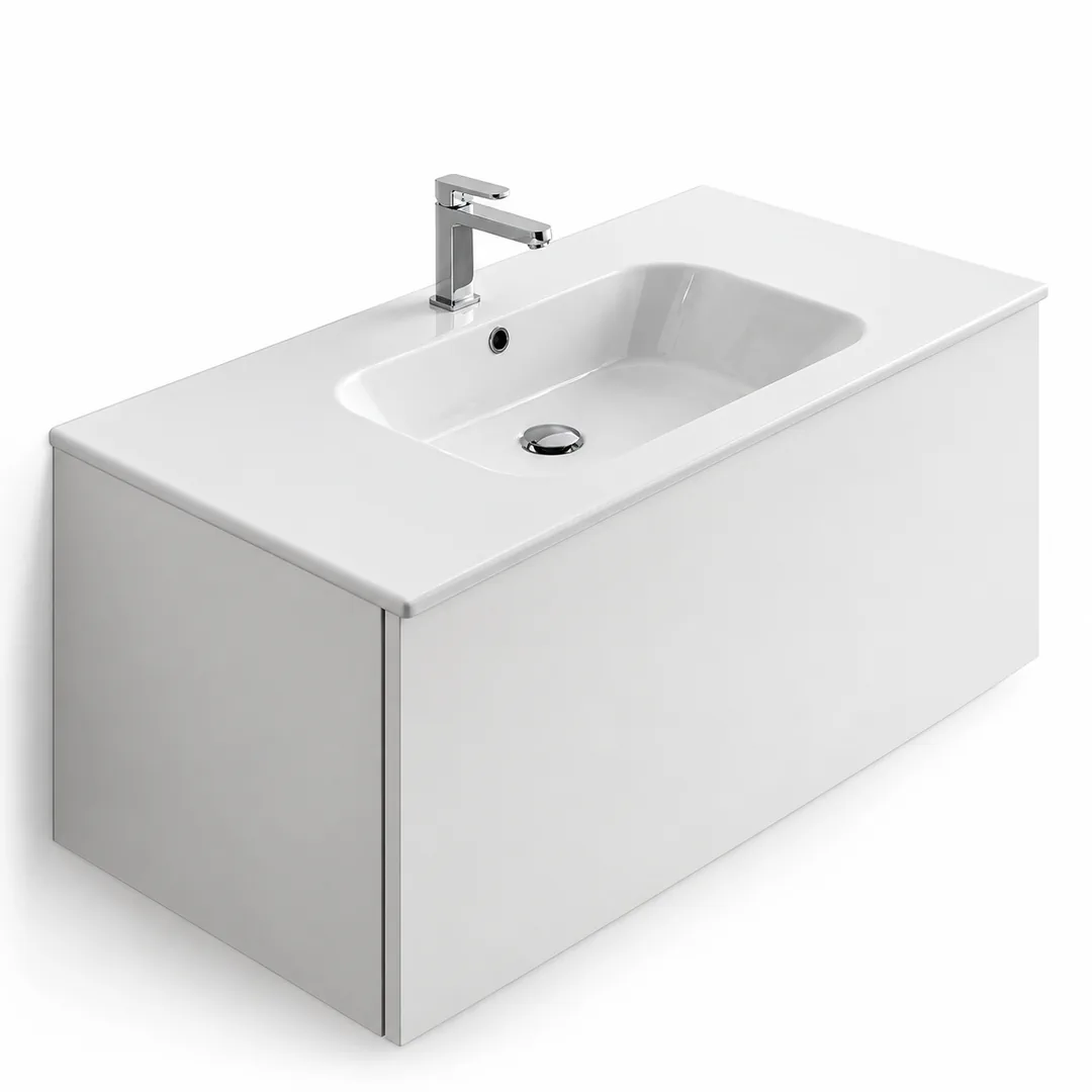 Lavabo consolle in Ceramica – Arbi Qubo 106 – Bianco – Con foro rubinetto