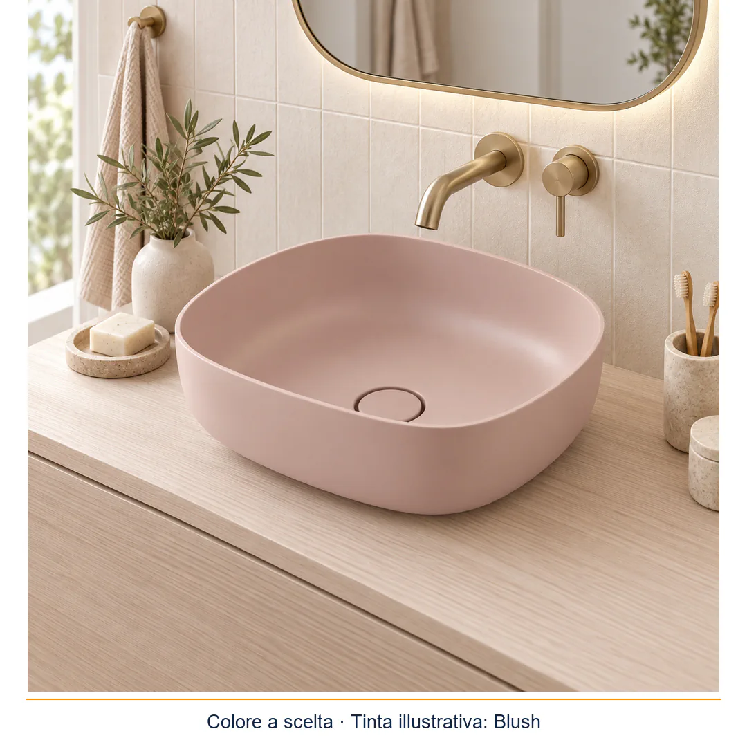 Lavabo da appoggio in Tekno – Arbi Milù 45 – Tekno colore opaco da scegliere in mazzetta Arbi - Ambientata