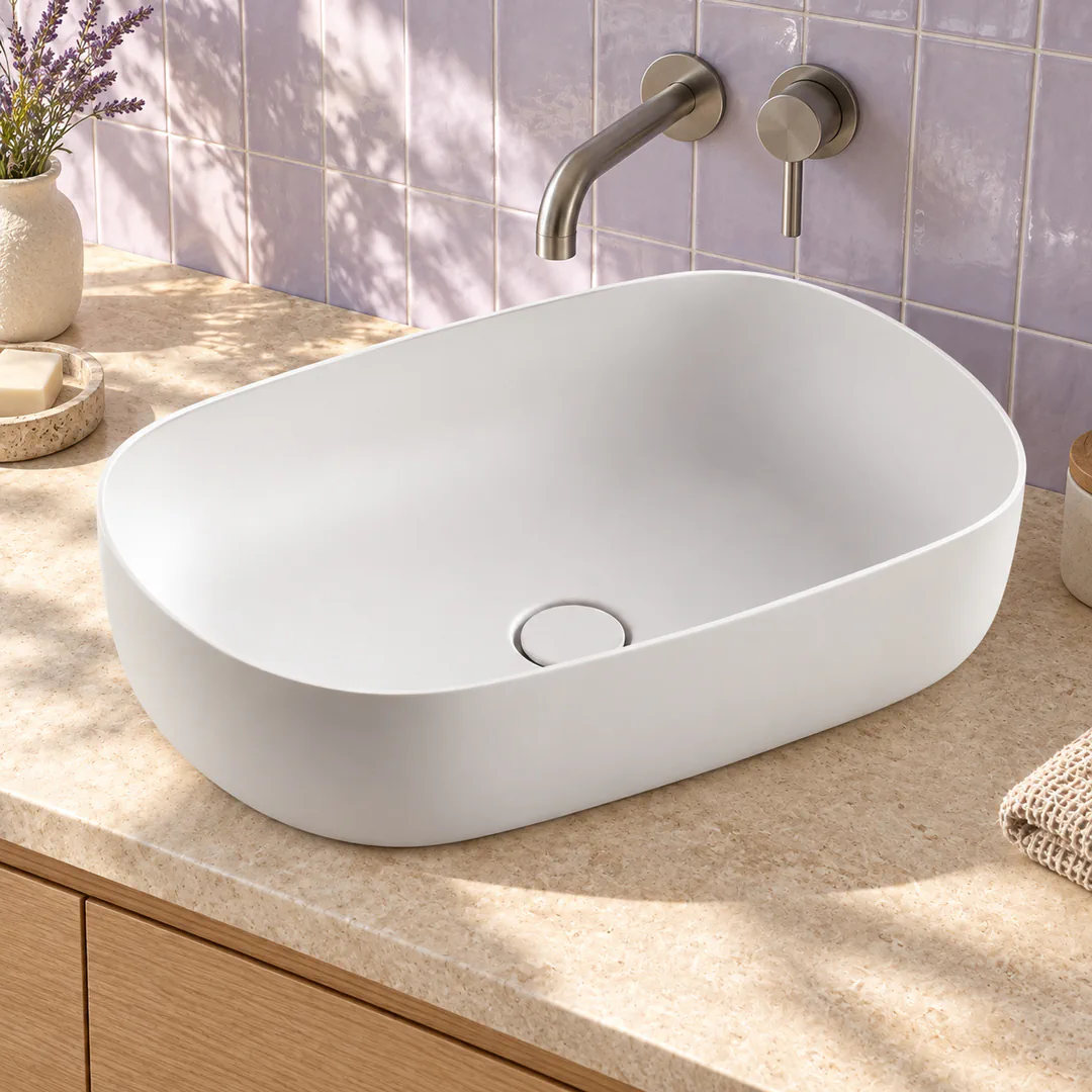 Lavabo da appoggio in Tekno – Arbi Milù 60 – Bianco opaco - Ambientata