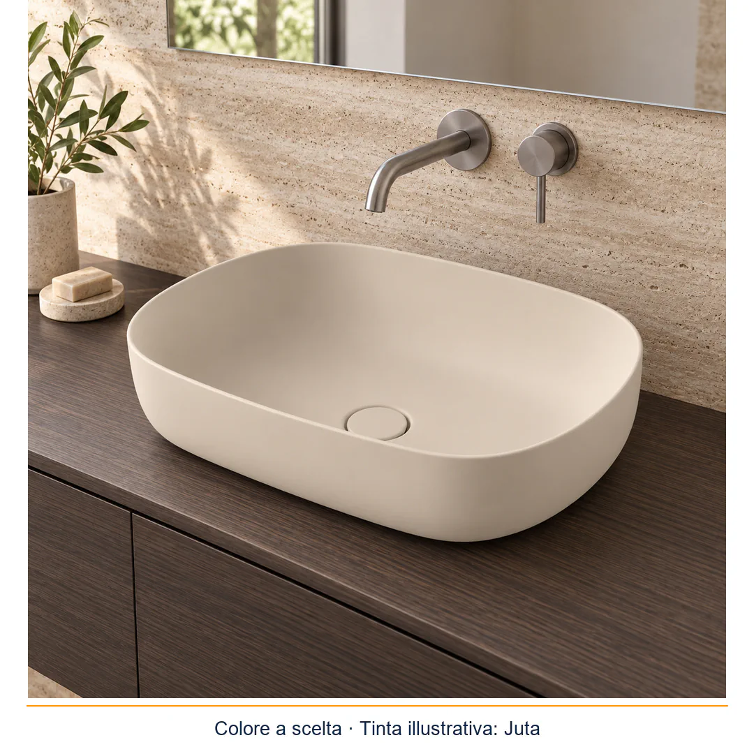 Lavabo da appoggio in Tekno – Arbi Milù 60 – Tekno colore opaco da scegliere in mazzetta Arbi - Ambientata