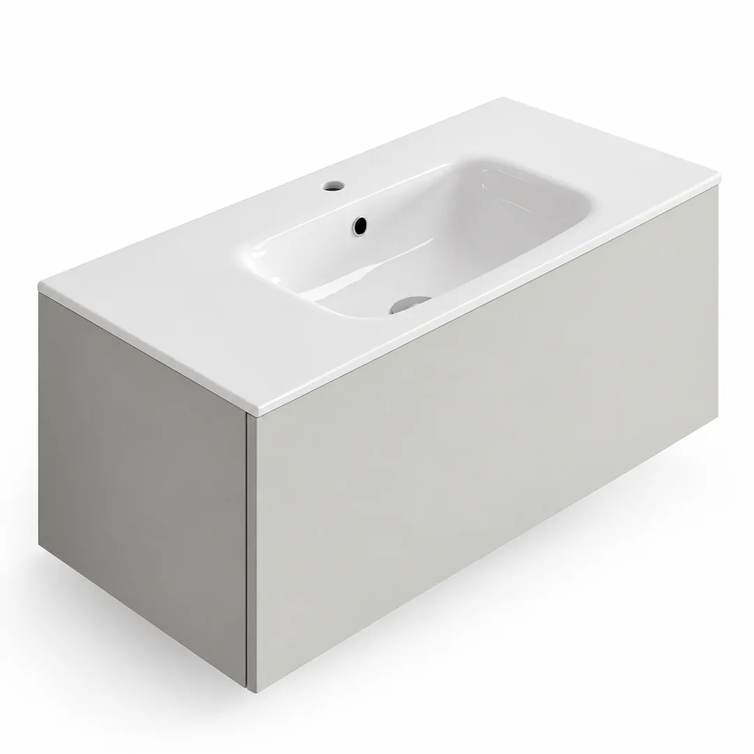 Lavabo consolle in Mineralguss – Arbi Thin 96 – Mineralmarmo Bianco