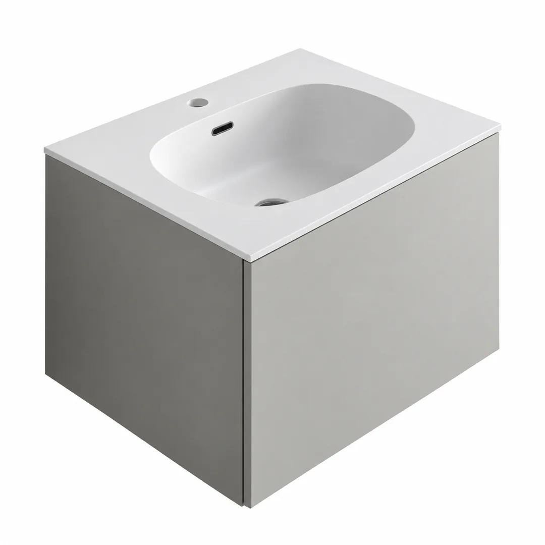 Lavabo consolle in Tekno – Arbi Bent 61 – Bianco – Con foro rubinetto