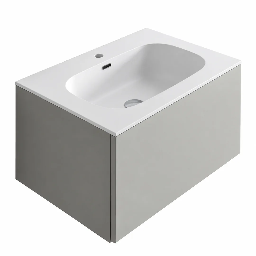 Lavabo consolle in Tekno – Arbi Bent 71 – Bianco – Con foro rubinetto
