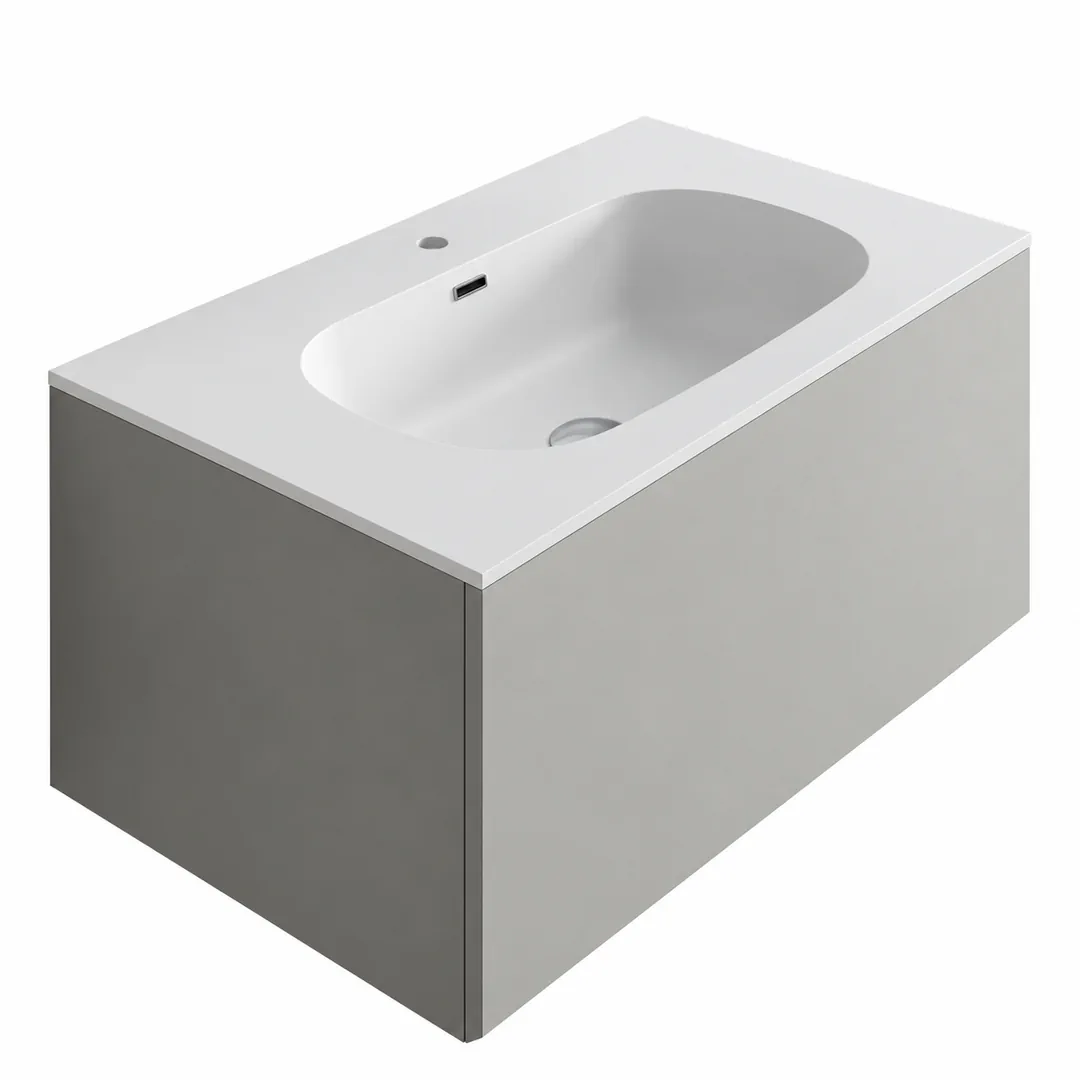 Lavabo consolle in Tekno – Arbi Bent 86 – Bianco – Con foro rubinetto