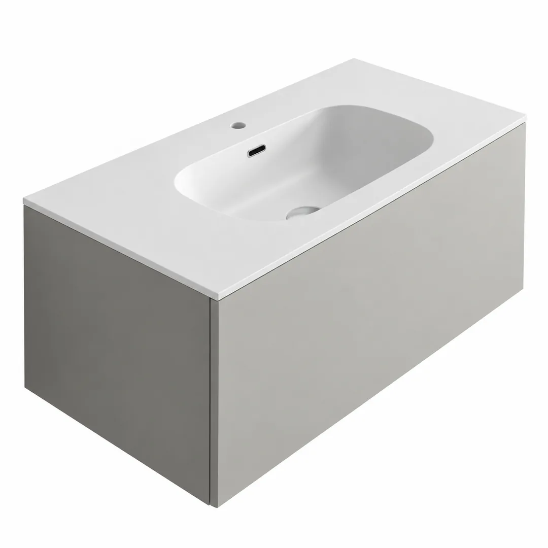 Lavabo consolle in Tekno – Arbi Bent 96 – Bianco – Con foro rubinetto