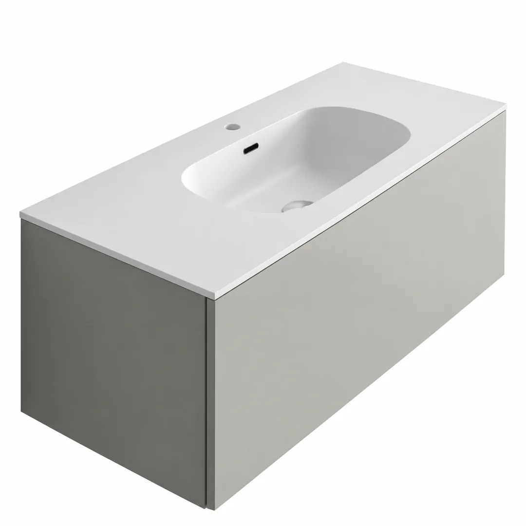 Lavabo consolle in Tekno – Arbi Bent 106 – Bianco – Con foro rubinetto