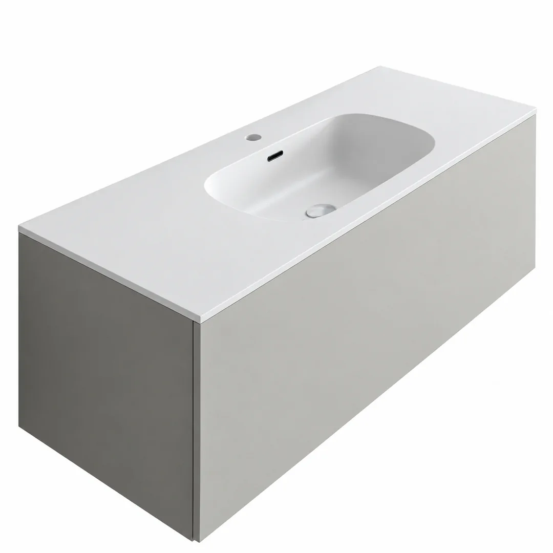Lavabo consolle in Tekno – Arbi Bent 121 – Bianco – Con foro rubinetto