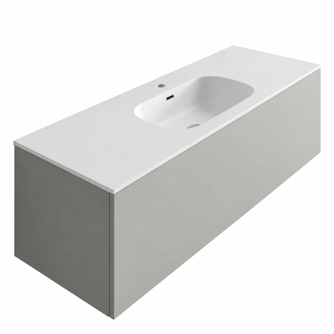 Lavabo consolle in Tekno – Arbi Bent 141 – Bianco – Con foro rubinetto