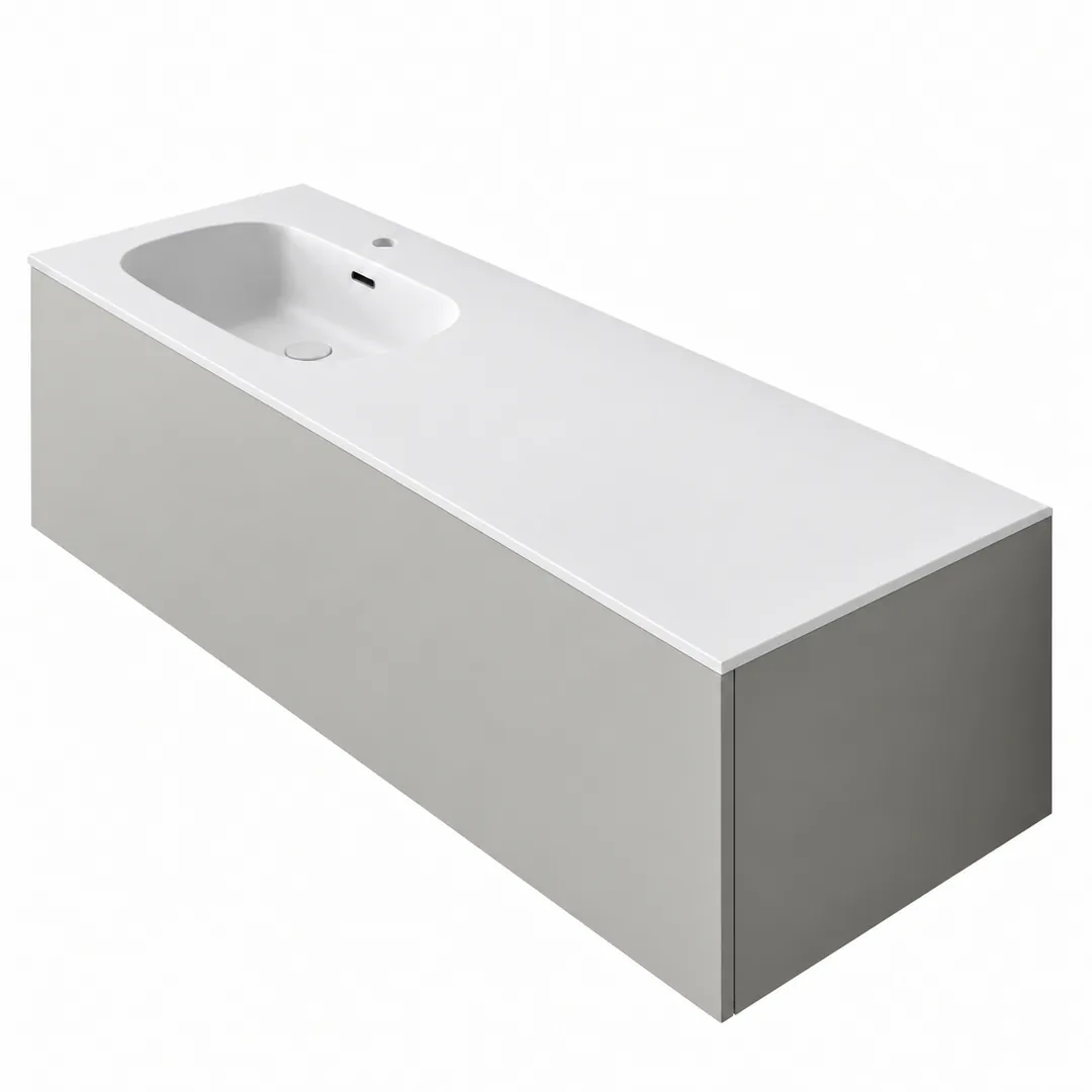 Lavabo consolle in Tekno – Arbi Bent 141 SX – Bianco opaco – Con foro rubinetto