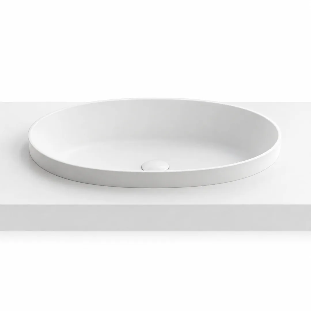 Lavabo da incasso soprapiano in Tekno – Arbi Egg Inc – Mineralmarmo Bianco