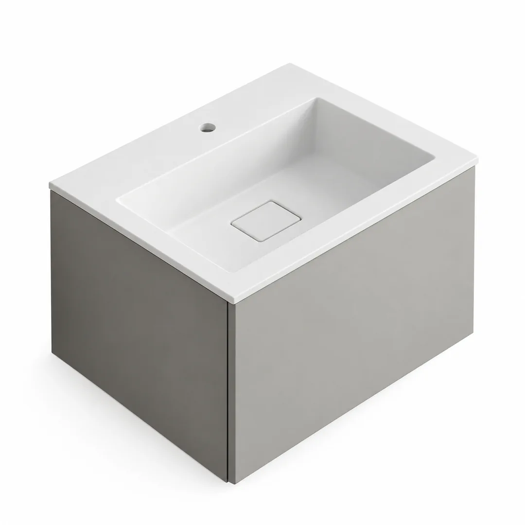 Lavabo consolle in Tekno – Arbi Juno 61 – Bianco – Con foro rubinetto