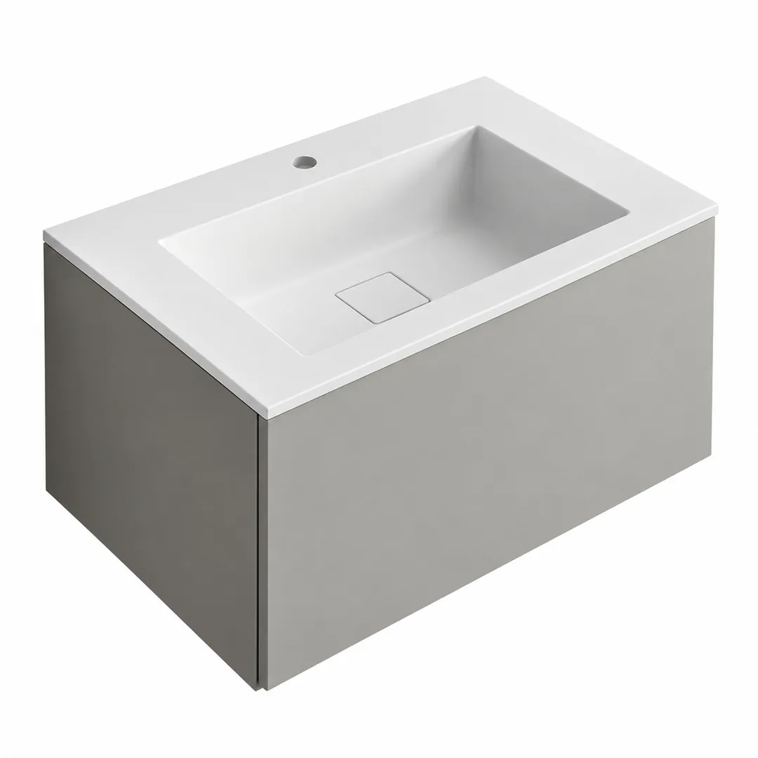 Lavabo consolle in Tekno – Arbi Juno 71 – Bianco – Con foro rubinetto