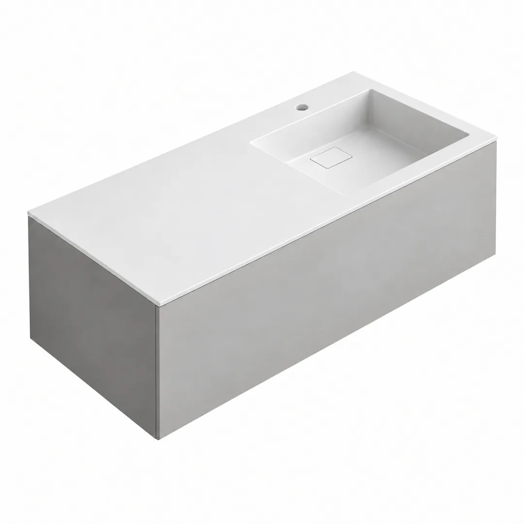 Lavabo consolle in Tekno – Arbi Juno 121 DX – Bianco – Con foro rubinetto