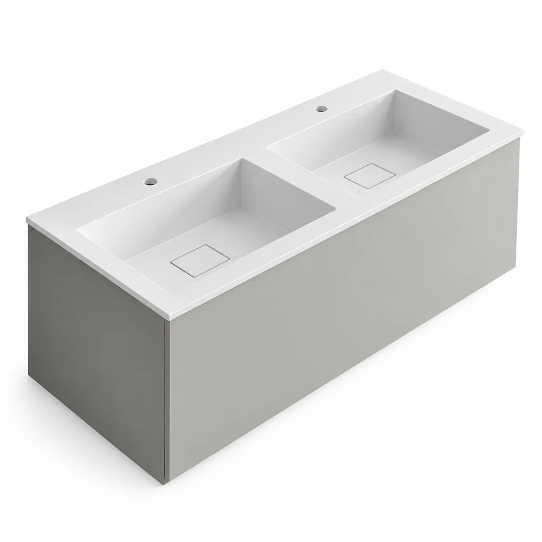 Lavabo consolle in Tekno – Arbi Juno 121 Doppio – Bianco – Con foro rubinetto