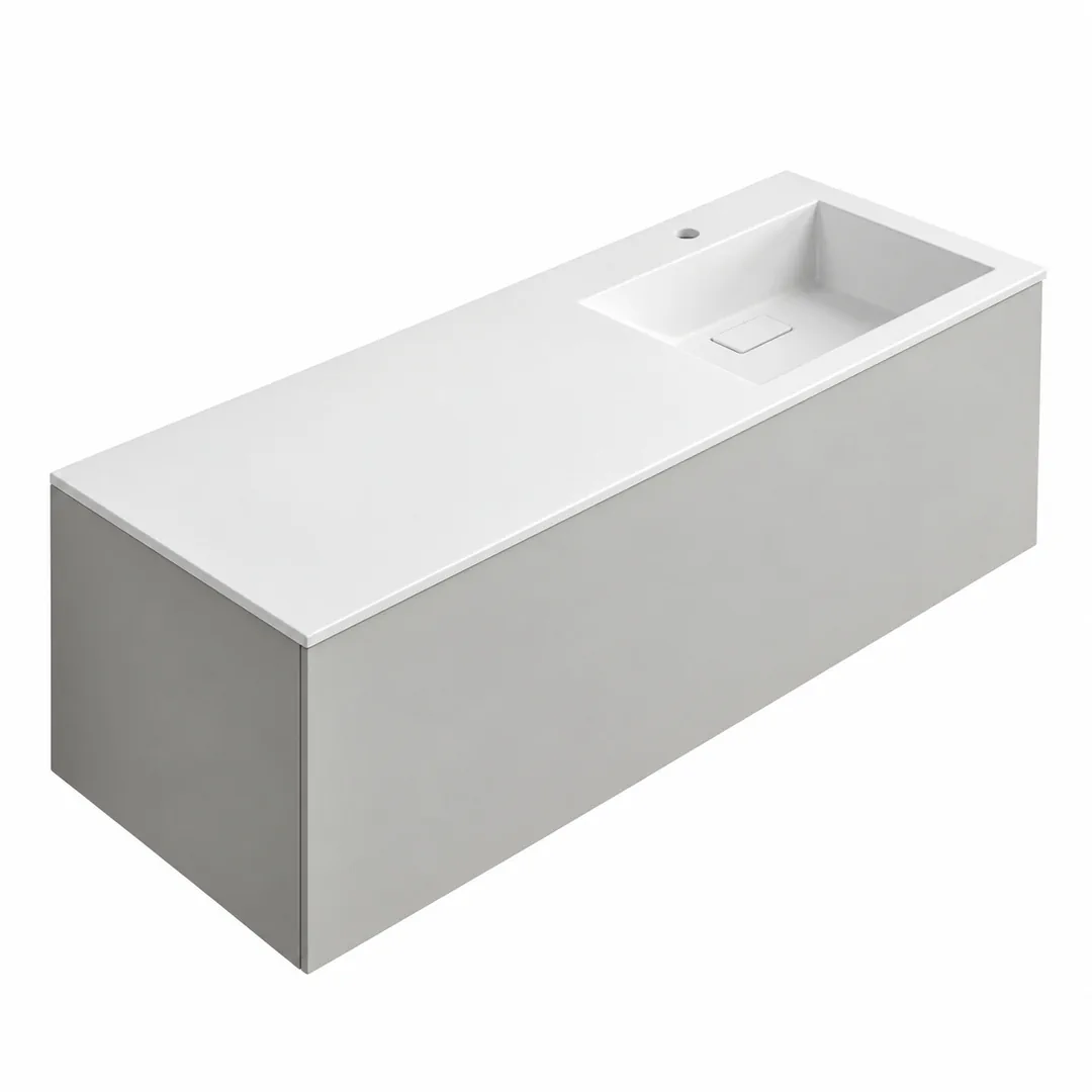 Lavabo consolle in Tekno – Arbi Juno 141 DX – Bianco – Con foro rubinetto