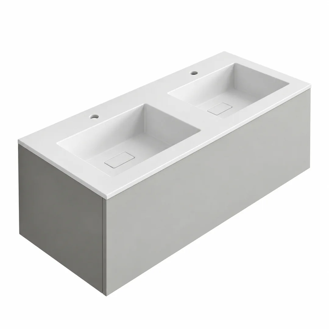 Lavabo consolle in Tekno – Arbi Juno 141 Doppio – Bianco – Con foro rubinetto