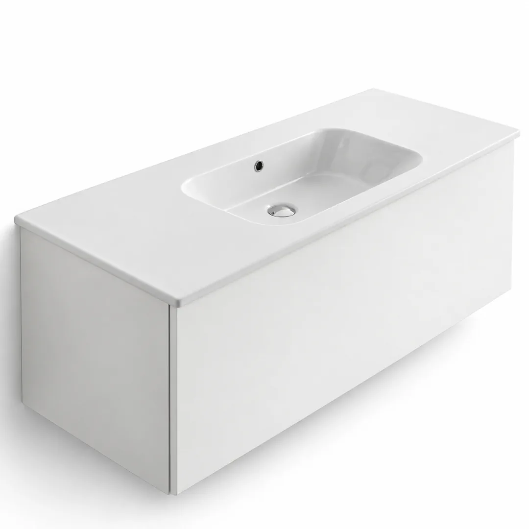 Lavabo consolle in Ceramica – Arbi Qubo 121 – Bianco – Senza foro rubinetto
