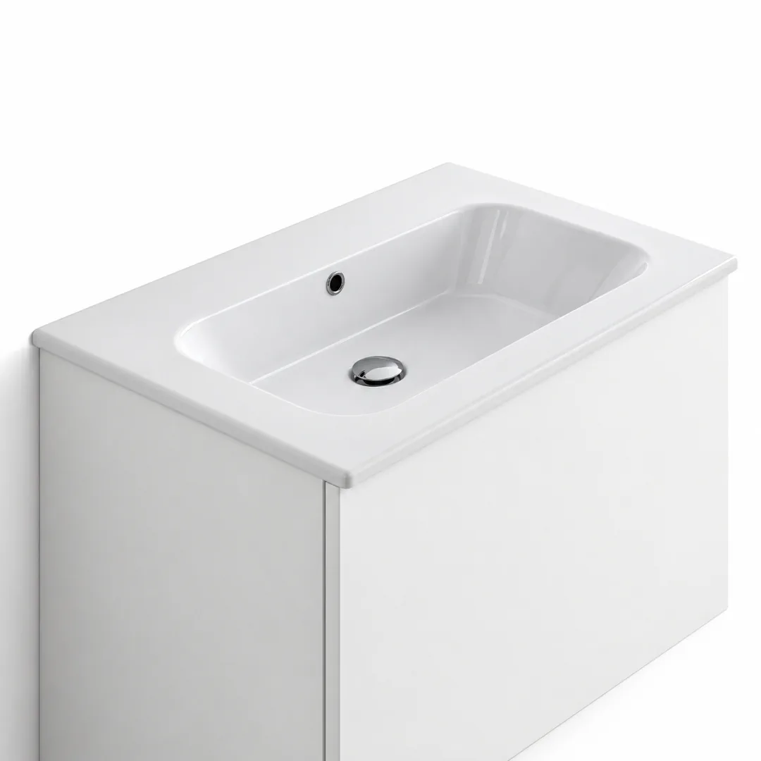 Lavabo consolle in Ceramica – Arbi Qubo 71 – Bianco – Senza foro rubinetto