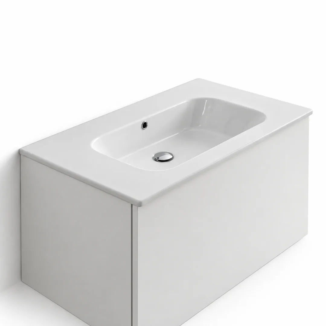 Lavabo consolle in Ceramica – Arbi Qubo 86 – Bianco – Senza foro rubinetto
