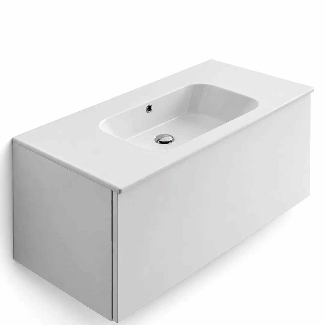Lavabo consolle in Ceramica – Arbi Qubo 106 – Bianco – Senza foro rubinetto