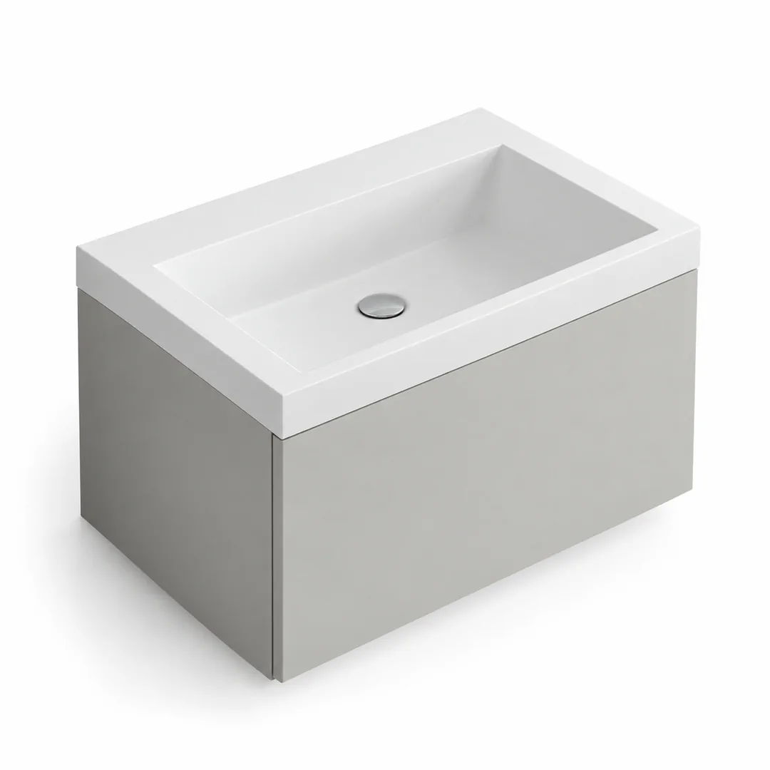 Lavabo consolle in Mineralguss – Arbi Olly 61 – Bianco – Senza foro rubinetto