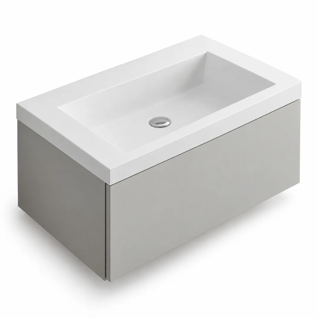 Lavabo consolle in Mineralguss – Arbi Olly 71 – Mineralmarmo Bianco – Senza foro rubinetto