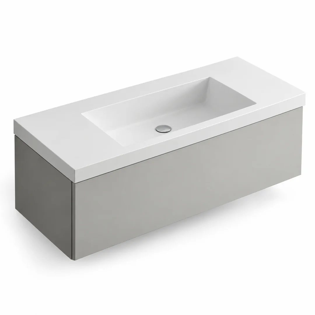 Lavabo consolle in Mineralguss – Arbi Olly 121 – Mineralmarmo Bianco – Senza foro rubinetto