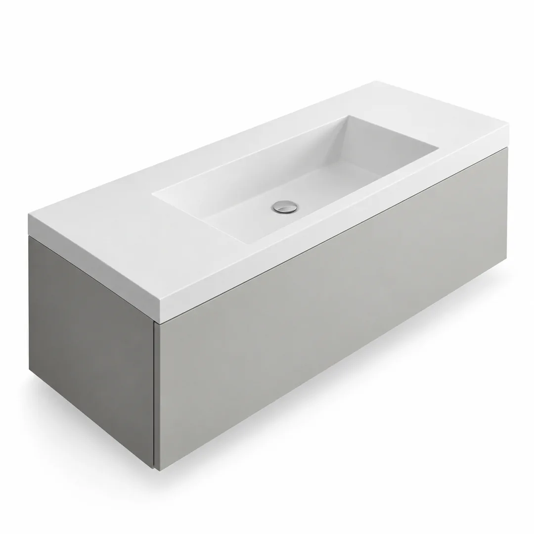 Lavabo consolle in Mineralguss – Arbi Olly 121 – Bianco – Senza foro rubinetto